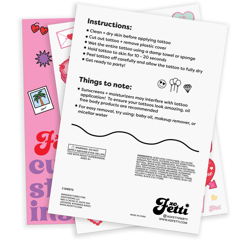 Valentines Day Temporary Tattoos, Galentines Heart Favors