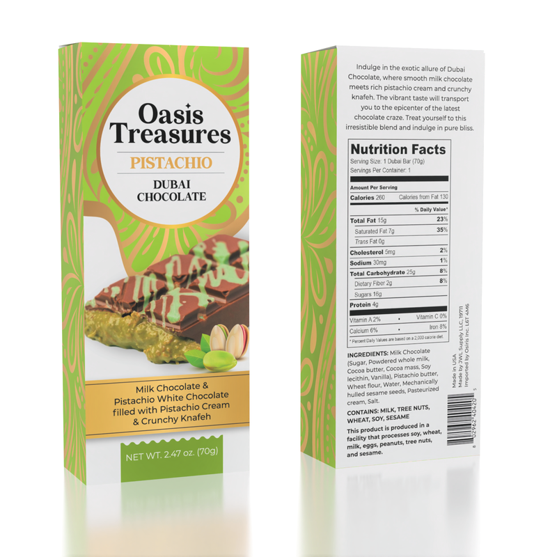 Dubai Chocolate Bar Pistachio by Oasis Treasures 70g