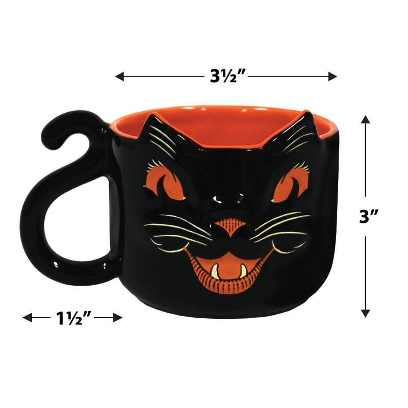 Vintage Halloween Ceramic Black Cat Mug, 12 oz
