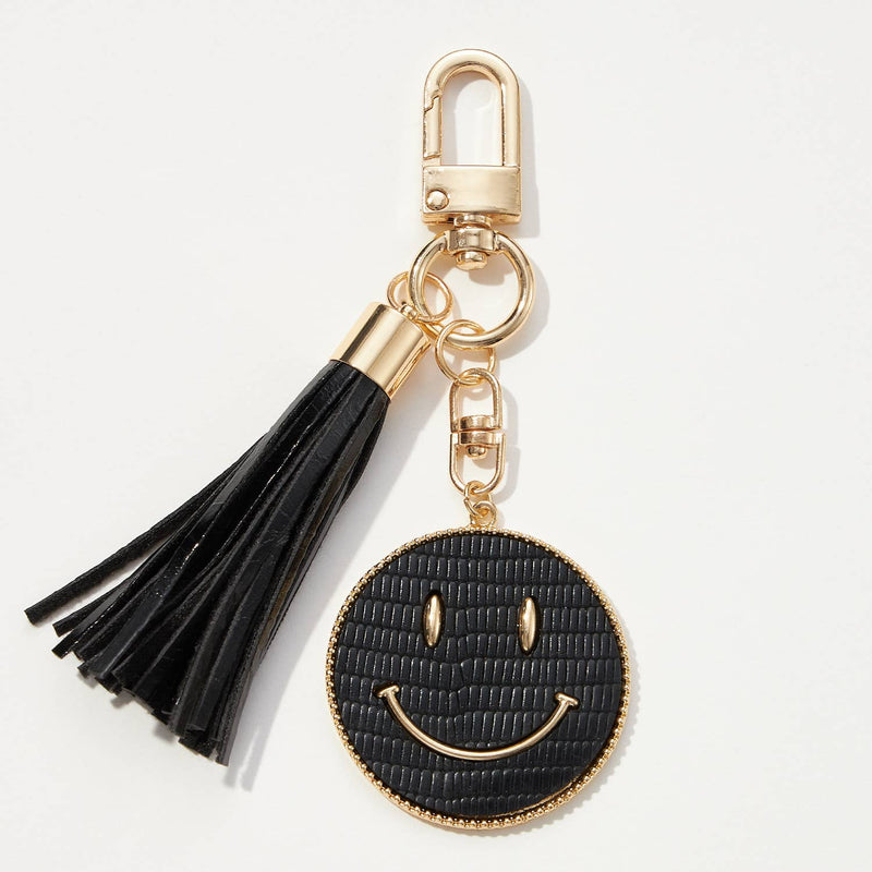 Smiley Face Coin Keychain with Tassel
