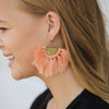 Goldtone & Peach Fringe Drop Earrings