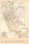 Postcard CA-573 1893 Map of California
