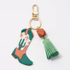 Cowboy Boots with Suede Tassel Keychains
