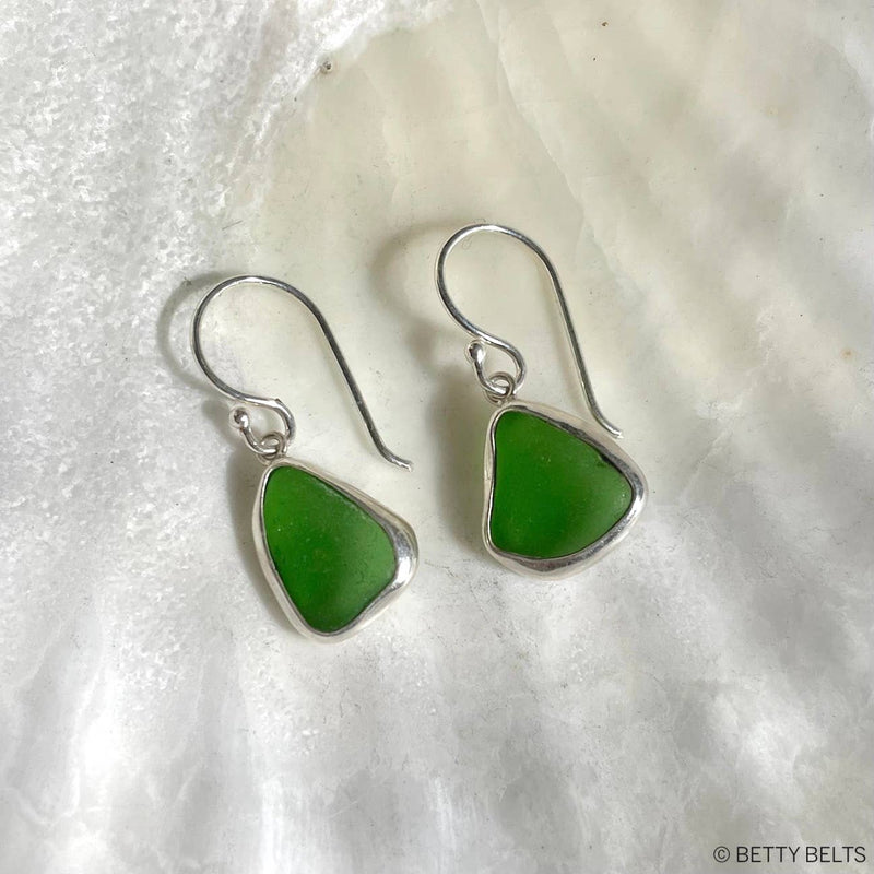 Marion Sea Glass Earrings (silver reversible)