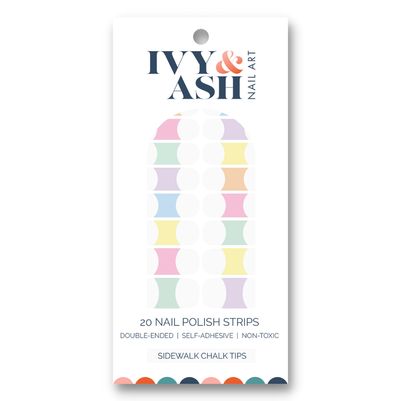 Sidewalk Chalk Tips | Colorful Pastel French Tip Nail Wrap