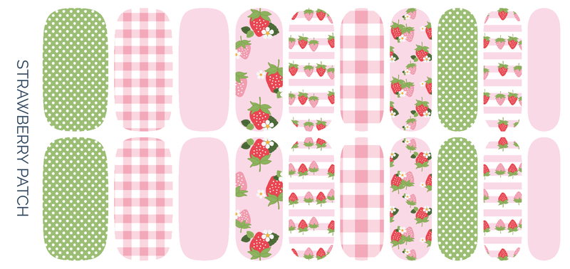 Strawberry Patch | Strawberries & Pink Gingham Nail Wrap Set