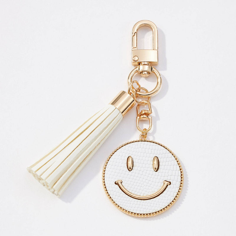 Smiley Face Coin Keychain with Tassel