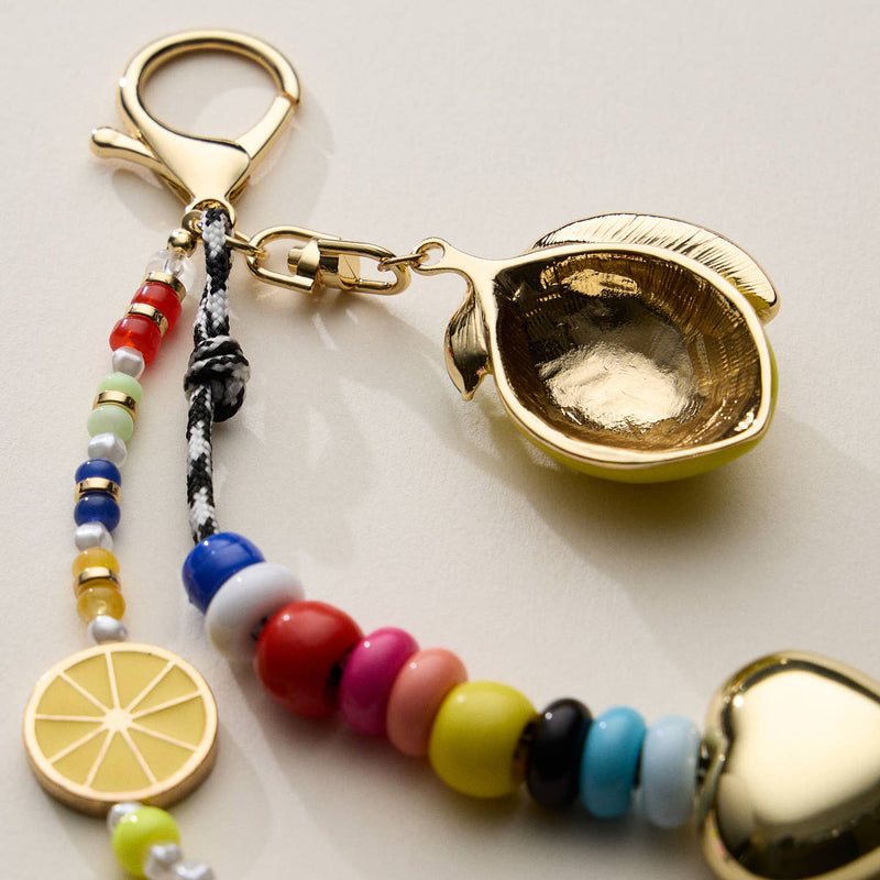 Colorful Lemon Charm Keychain with Enamel Accents