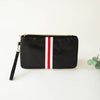 Preppy Stripe Zipper Clutch - Red/White