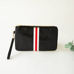 Preppy Stripe Zipper Clutch - Red/White