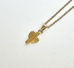 Gold Cactus Charm Necklace 