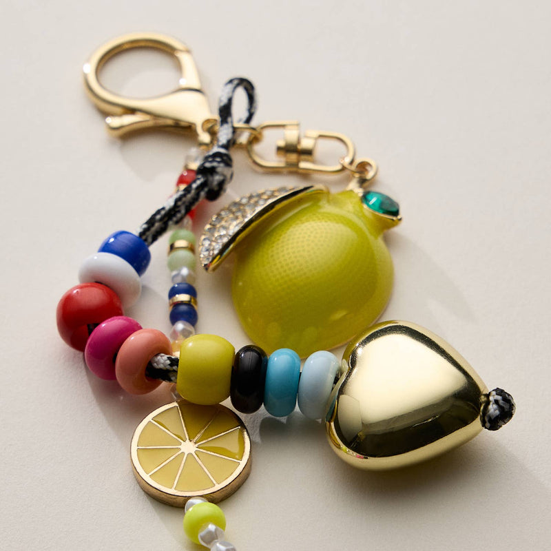 Colorful Lemon Charm Keychain with Enamel Accents