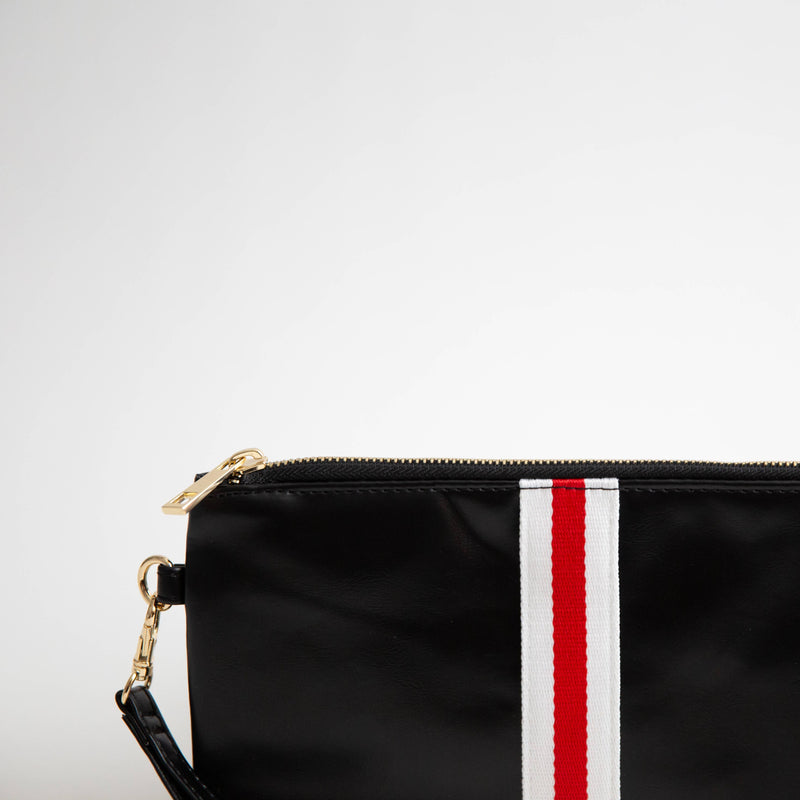 Preppy Stripe Zipper Clutch - Red/White