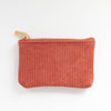 Coral Corduroy Coin Pouch
