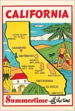 Postcard CA-889 Cartoon Map of California