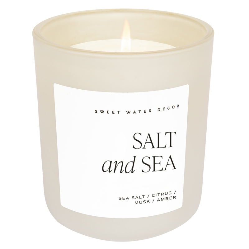 Salt and Sea 15 oz Soy Candle, Matte Jar -  Home Decor