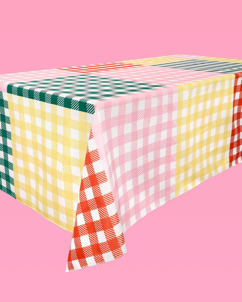 Camp Bride Gingham Washable Tablecloth, Bday Party
