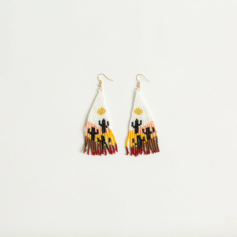 Beaded Cacti Dangle, w/ Fish Hook Earring