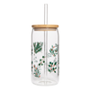 Holly 17 oz Can Glass w/ Straw & Lid - Christmas Gifts
