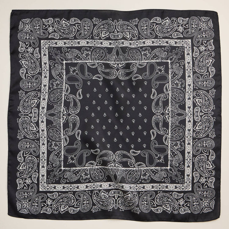Silk Texture Paisley Bandana Square Scarf for Men & Women