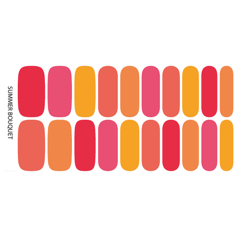 Summer Bouquet | Warm Pink Coral Orange Mix Solids Nail Wrap