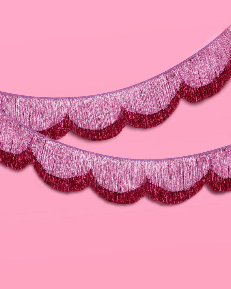 Tickled Pink Fringe - scalloped banner, purple