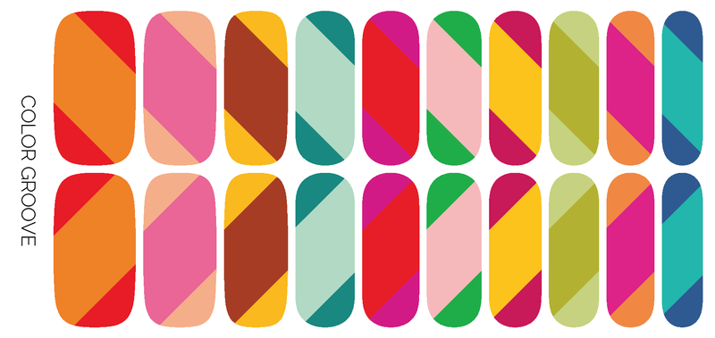 Color Groove | Retro Color Block French Tip Nail Sticker Set