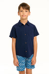 Boys Navy Button-up Shirt