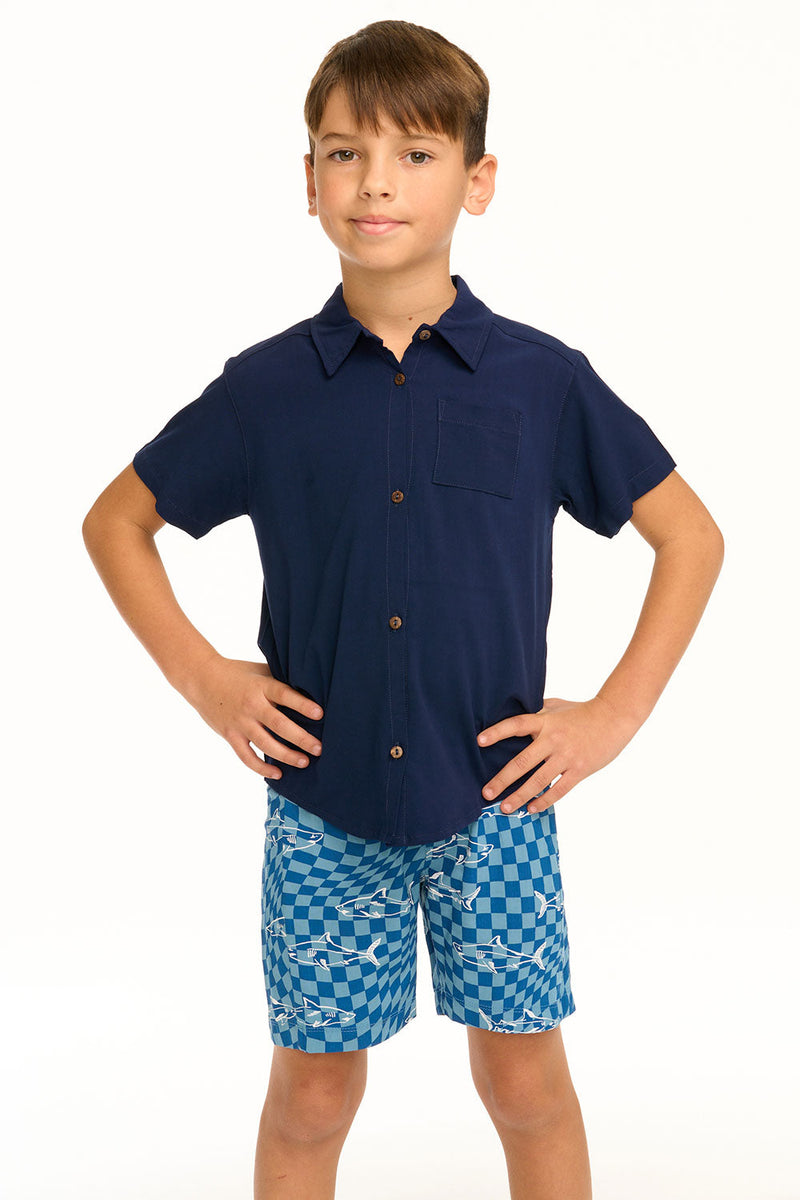 Boys Navy Button-up Shirt