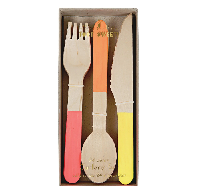 Neon Wooden Cutlery Set