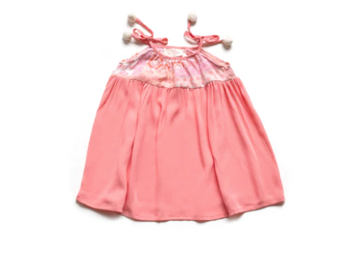 Pink Paisley Pom Pom Tear Dress