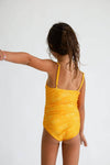 Girl's Strappy One Piece in Yellow Ohia Print