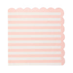 Pink Striped Scalloped Cocktail Napkins