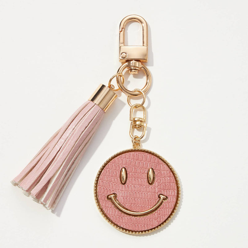 Smiley Face Coin Keychain with Tassel