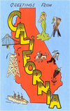 Postcard CA-479 Greetings from California, Cartoon