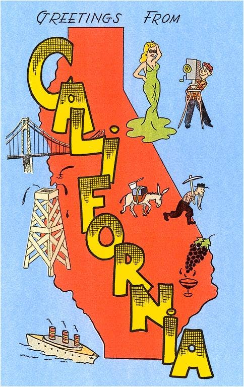 Postcard CA-479 Greetings from California, Cartoon