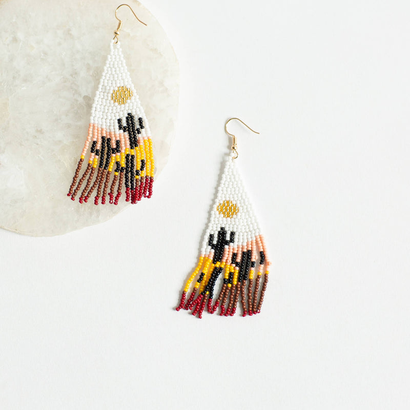 Beaded Cacti Dangle, w/ Fish Hook Earring