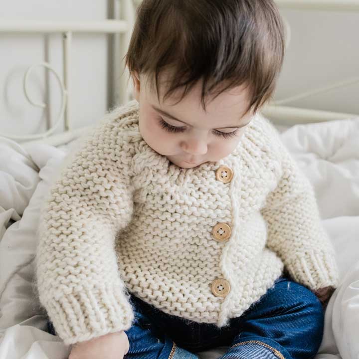 Natural Garter Stitch Cardigan Sweater Baby & Toddler