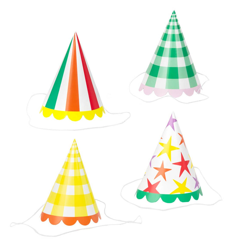Multi-Colored Birthday Party Hats | 8 Pack |