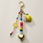 Colorful Lemon Charm Keychain with Enamel Accents