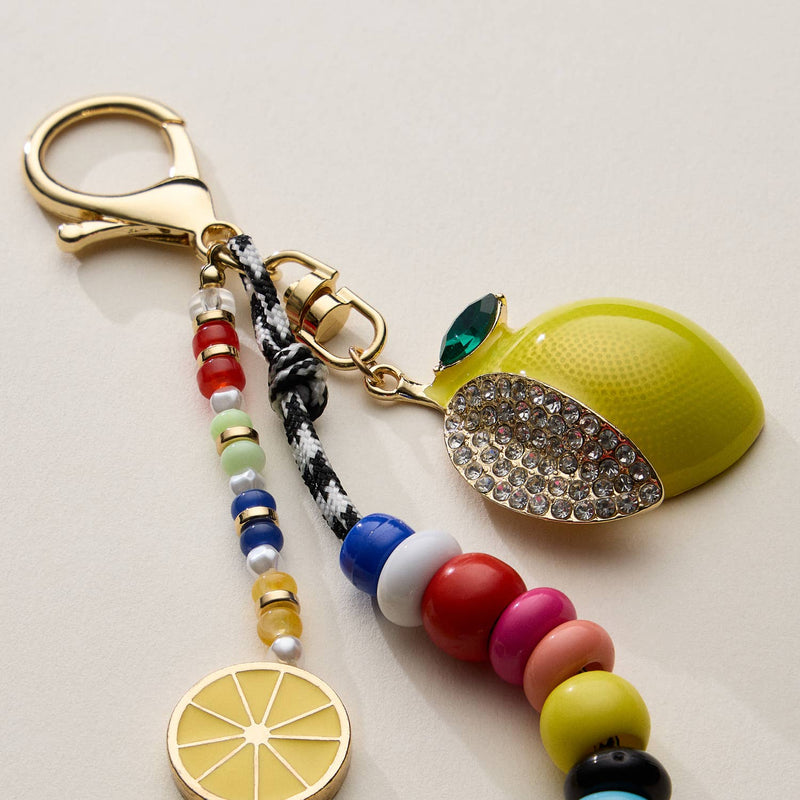 Colorful Lemon Charm Keychain with Enamel Accents