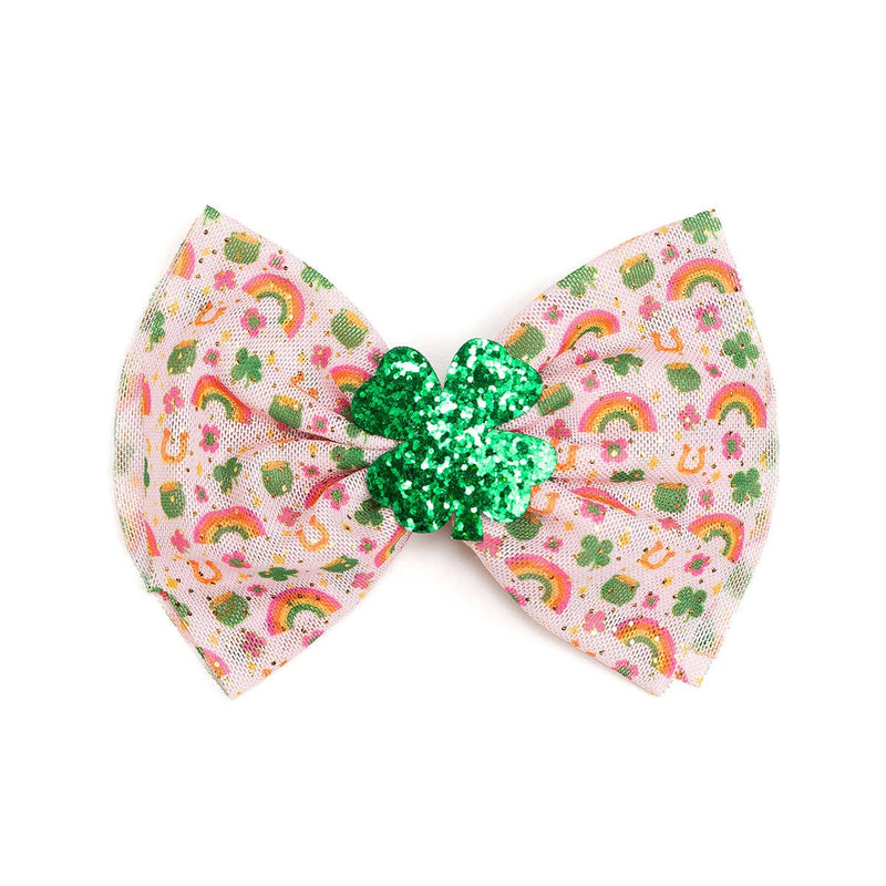 Lucky Doodle St. Patrick's Day Tulle Bow Clip - Kids Hair