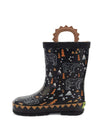 Kids Grizzly Faux Fur Rain Boot - Black