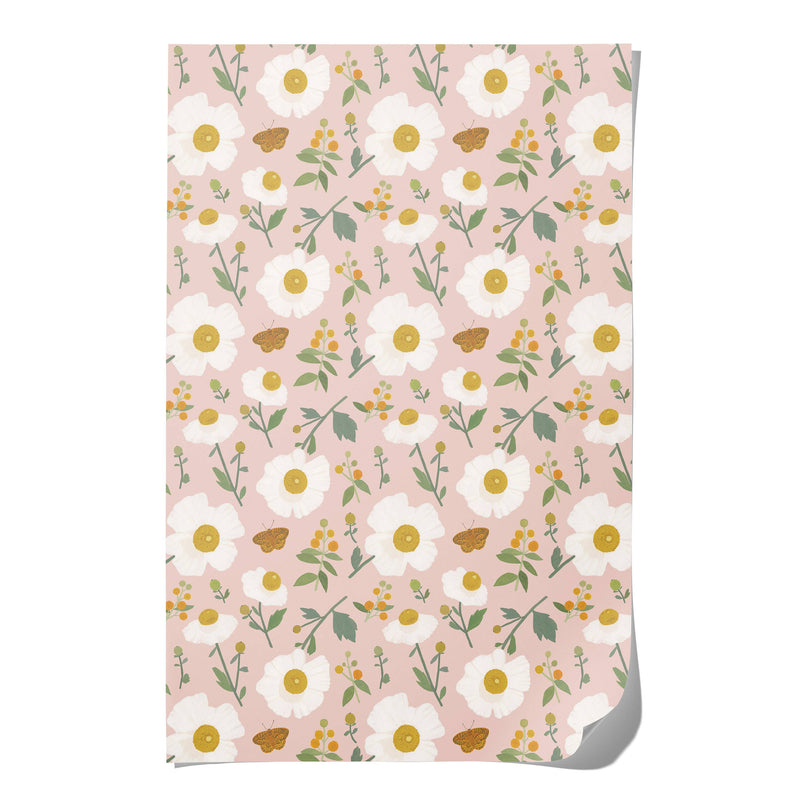 White Poppies wrapping paper