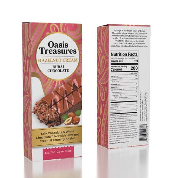 Hazelnut Cream  Chocolate Bar by Oasis Treasures (75g)