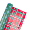 Reversible Holiday Wrapping Paper White Dot/Plaid