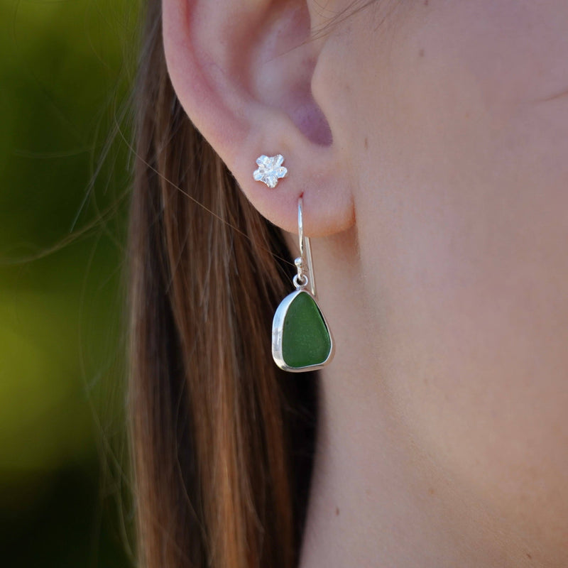 Marion Sea Glass Earrings (silver reversible)