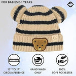 Infant Teddy Bear Ears Beanie - Striped - Beige