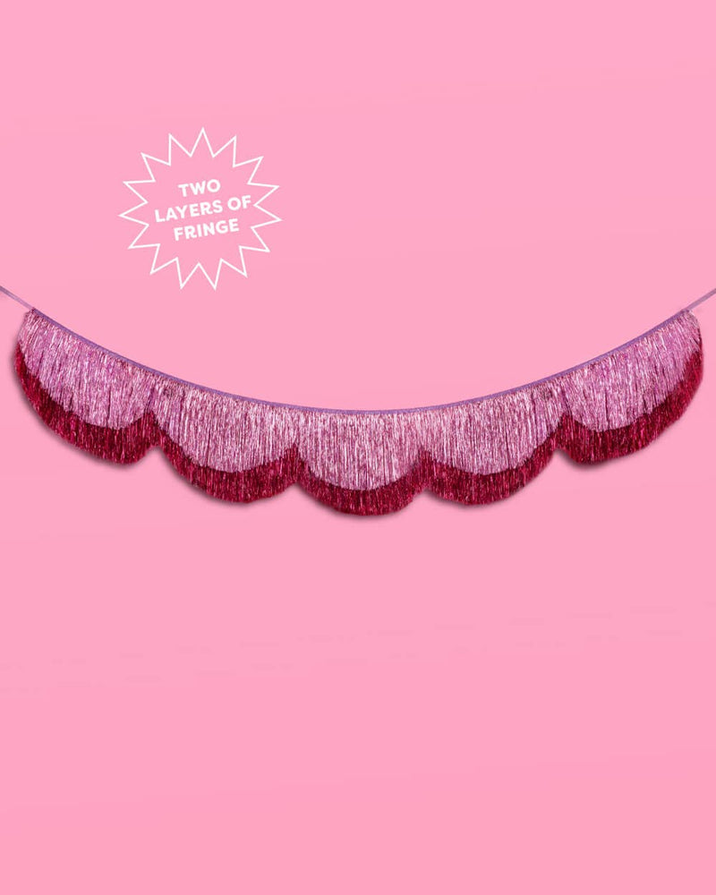 Tickled Pink Fringe - scalloped banner, purple