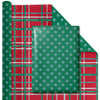 Reversible Holiday Wrapping Paper White Dot/Plaid